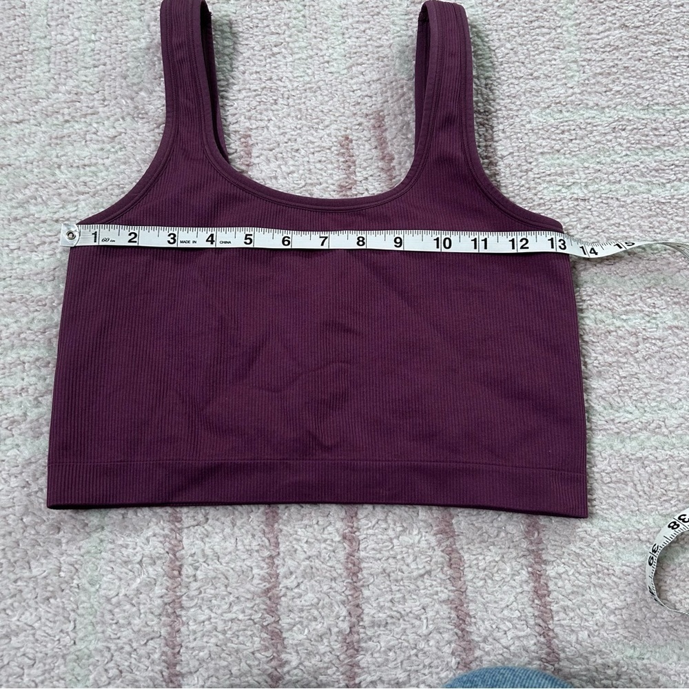 Athleta Dusty Mauve Ribbed Cropped Tank Bra  Size XS Pilates Yoga Athleisure - Picture 6 of 9